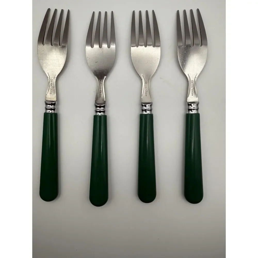 Gibson Sensations Forest Green Plastic Handle Salad Forks Set of 4 Replacement